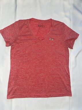 Under Armour Women’s L Heather Red V-Neck Performance Tee